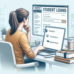 student searching for loans
