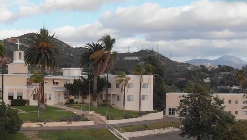 Southern California Seminary with mountains in background